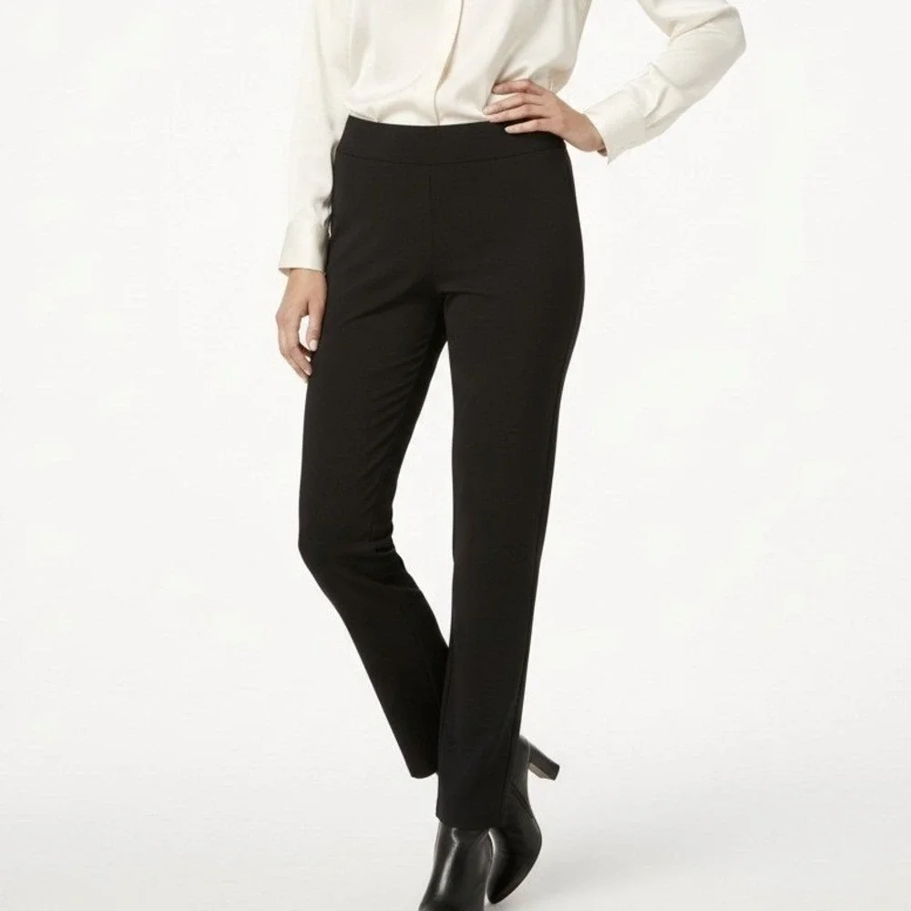 Michael Kors Black Elastic Waist Straight Leg Pull On Pants Women's Size‎ M